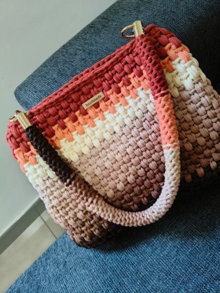 Borsa uncinetto multicolor fettuccia soft lycra