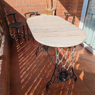 Mesa Terraza Mármol Ovalada 120x60