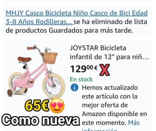 Bicicleta infantil rosa con cesta