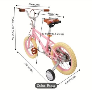 Bicicleta infantil rosa con cesta