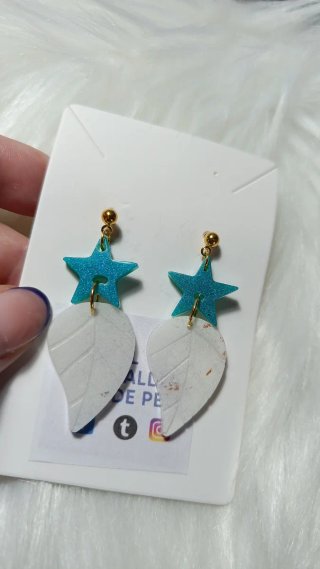 Pendientes Hojas y Estrellas Azules y Blancos