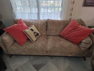Sofá 3 plazas beige tela