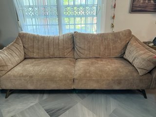 Sofá 3 plazas beige tela