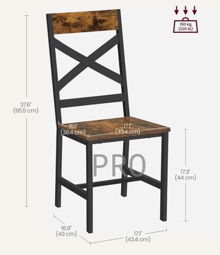 Set di 2 sedie da cucina in acciaio