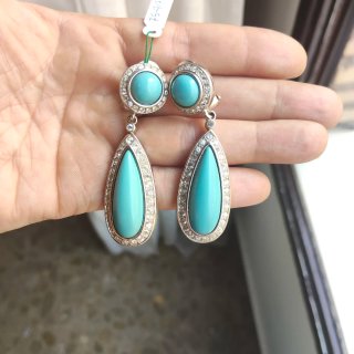 Pendientes Plata Circonitas Piedra Azul