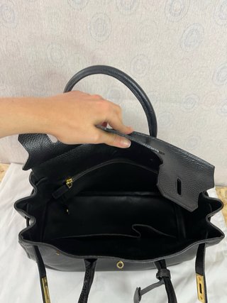 Borsa pelle nera stile Birkin 36cm
