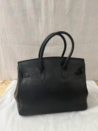 Borsa pelle nera stile Birkin 36cm