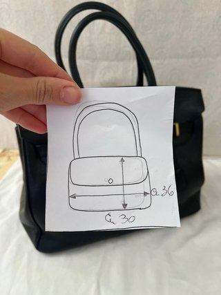 Borsa pelle nera stile Birkin 36cm