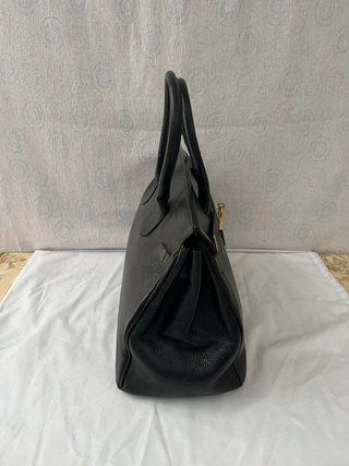 Borsa pelle nera stile Birkin 36cm