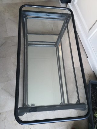 Mesa Centro Elevable Cristal y Metal Negra