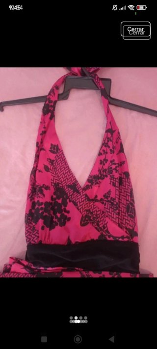 Vestido fiesta mujer S fucsia y negro