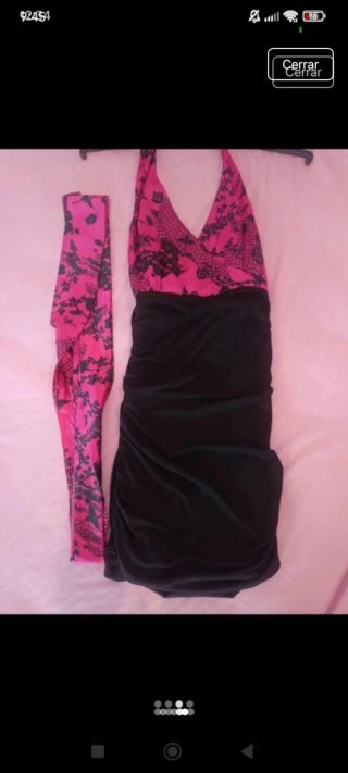 Vestido fiesta mujer S fucsia y negro