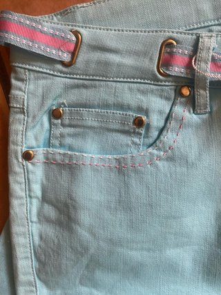 Pantalon CLOCHE azul Turquesa y rosa talla 44