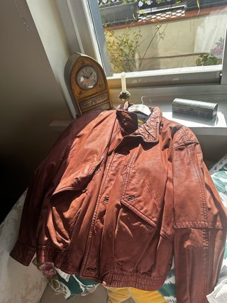 Cazadora piel vintage terracota Nivola