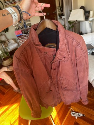 Cazadora piel vintage terracota Nivola