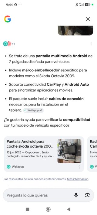 Pantalla Android 7 Skoda Octavia 2009