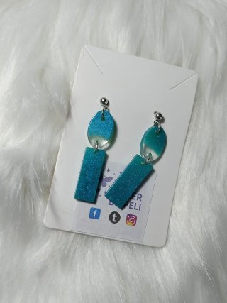 Pendientes largos azul y turquesa