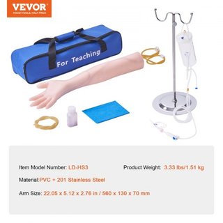 Kit de Práctica de Flebotomía, Kit de Entrenamiento de Venopunción Intravenosa, Kit de Brazo de Práctica IV de Alta Simulación con Bolsa de Transporte, Practica y Perfecciona Habilidades IV, para ...