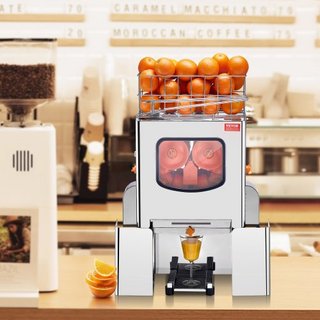 Máquina Exprimidora de Naranjas Comercial, Extractor de Jugo Automático de 120W, Exprimidor de Naranjas de Acero Inoxidable 20 Naranjas/Minuto, con Caja de Filtro Extraíble, Tapa de Acero Inoxidab...