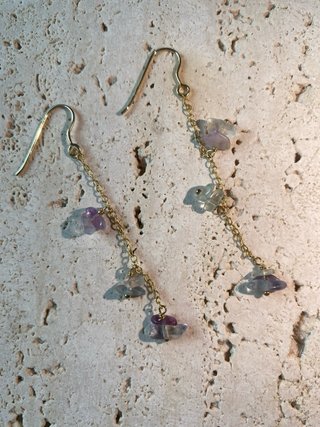 Pendientes Plata bañado oro Fluorita con fluorita