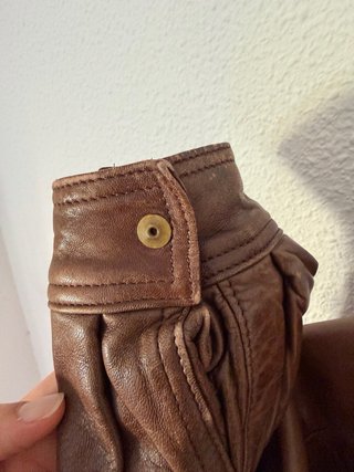 Cazadora de Piel Vintage Marrón
