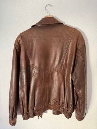 Cazadora de Piel Vintage Marrón