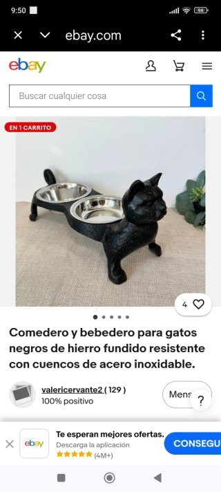 Comedero doble para gatos estilo gato negro