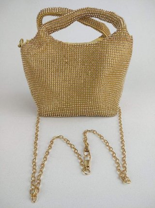 Bolso tote pequeño brillos asa cadena mujer