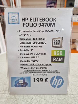 HP Elitebook Folio 9470M i5 SSD 128GB 8GB RAM