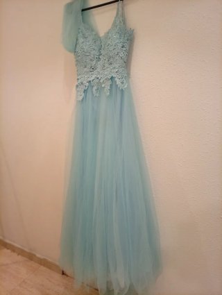 Vestido fiesta, encaje, tul