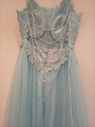 Vestido fiesta, encaje, tul