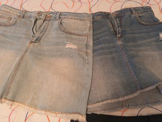 Lote 7 faldas Juveniles y un pantalón blanco.