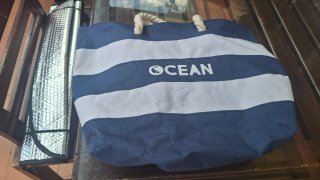 Bolso de playa rayas azules y blancas