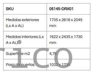 Caseta Metálica Top Artemisa 173x261x204 cm - Duramax