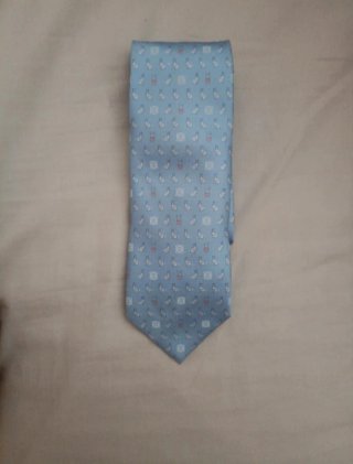 Corbata Loewe Seda Azul Celeste Conejos