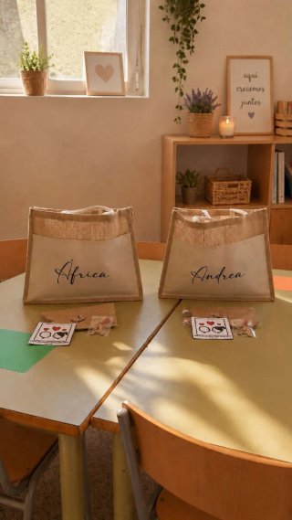 Bolsa de tela personalizada con nombre.
