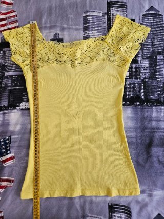 T-shirt donna cotone e pizzo taglia S