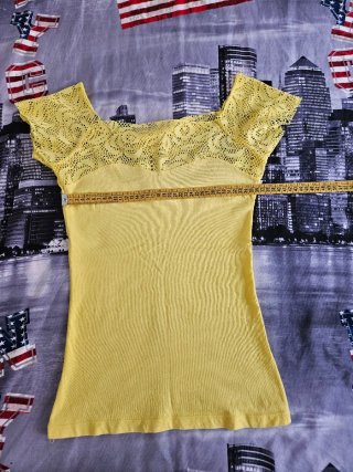 T-shirt donna cotone e pizzo taglia S