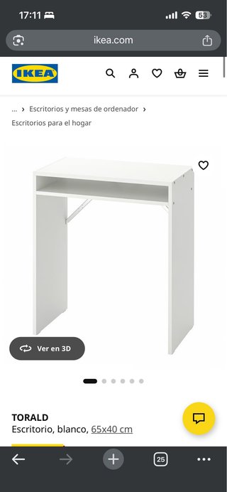 Escritorio Ikea Torald blanco 65x40 cm