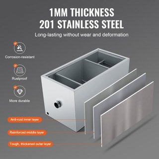 Trampa de Grasa Comercial, Interceptor de Grasa de 11.3 kg, Interceptor de Entrada Superior, Trampa de Grasa de Acero Inoxidable Bajo Fregadero, Separador de Agua Residual de 6.4 GPM, para Restaur...