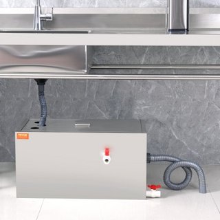 Trampa de Grasa Comercial, Interceptor de Grasa de 11.3 kg, Interceptor de Entrada Superior, Trampa de Grasa de Acero Inoxidable Bajo Fregadero, Separador de Agua Residual de 6.4 GPM, para Restaur...