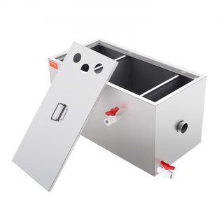 Trampa de Grasa Comercial, Interceptor de Grasa de 11.3 kg, Interceptor de Entrada Superior, Trampa de Grasa de Acero Inoxidable Bajo Fregadero, Separador de Agua Residual de 6.4 GPM, para Restaur...