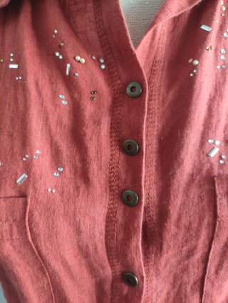 Blusa sin mangas de lino con pedrería