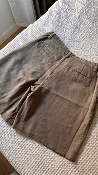 Bermuda Zara Lino y Algodón Color Topo
