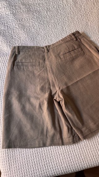 Bermuda Zara Lino y Algodón Color Topo