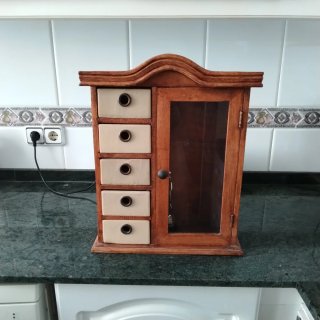 Mueble Especiero Antiguo Madera y Cristal