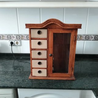 Mueble Especiero Antiguo Madera y Cristal