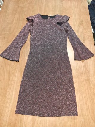 Vestido fiesta rosa brillante plateado