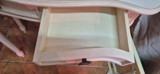 Mesa recibidor madera y cristal beige