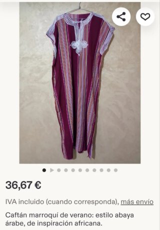 Kaftán/Kandora/Gandoura Multicolor Talla Única